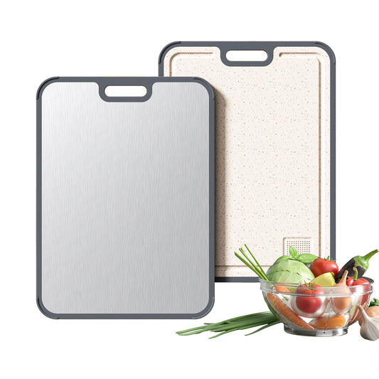 Double sided cutting board for household use with groove grinding and multifunctional vegetable cutting board