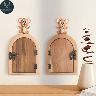 Solid Wood Switch Frame Creative Wall Decoration, Ugly Cover Ornament for Door Eye Socket Cover Protector, Dustproof Home Accessory