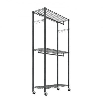 Rolling Clothes Rack, Heavy Duty Clothing Garment Rack, 3 Adjustable Tiers Clothing Racks with Carbon Steel, 450 lbs Load Capacity Closet Wardrobe for Bedroom, Clothing Store, Hallway