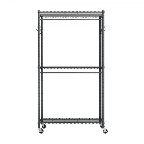 Rolling Clothes Rack, Heavy Duty Clothing Garment Rack, 3 Adjustable Tiers Clothing Racks with Carbon Steel, 450 lbs Load Capacity Closet Wardrobe for Bedroom, Clothing Store, Hallway