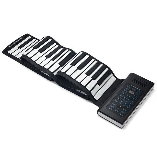 88 Keys Roll Up Keyboard Piano, 128 Rhythms, 128 Tones Portable Electric Digital Hand Roll Piano with Rechargeable Battery 2W Speaker LED Display 5 Ports MIDI Function, for Kids Beginners Adults
